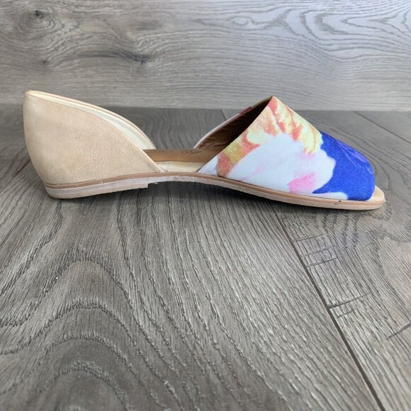 BC Vegan Dress Flat Shoes Women's 7.5 Slip-on Open Toe Floral Print All Man Made - Picture 13 of 16